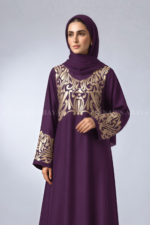 Purple Embroidered Maxi Abaya for Women OL-667 - Image 2