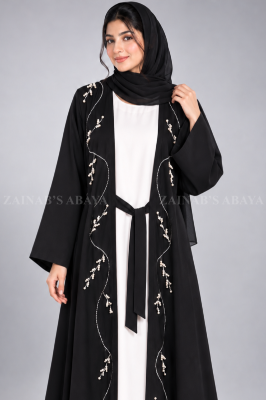 Double Gown Abaya for Women includes a matching scarf