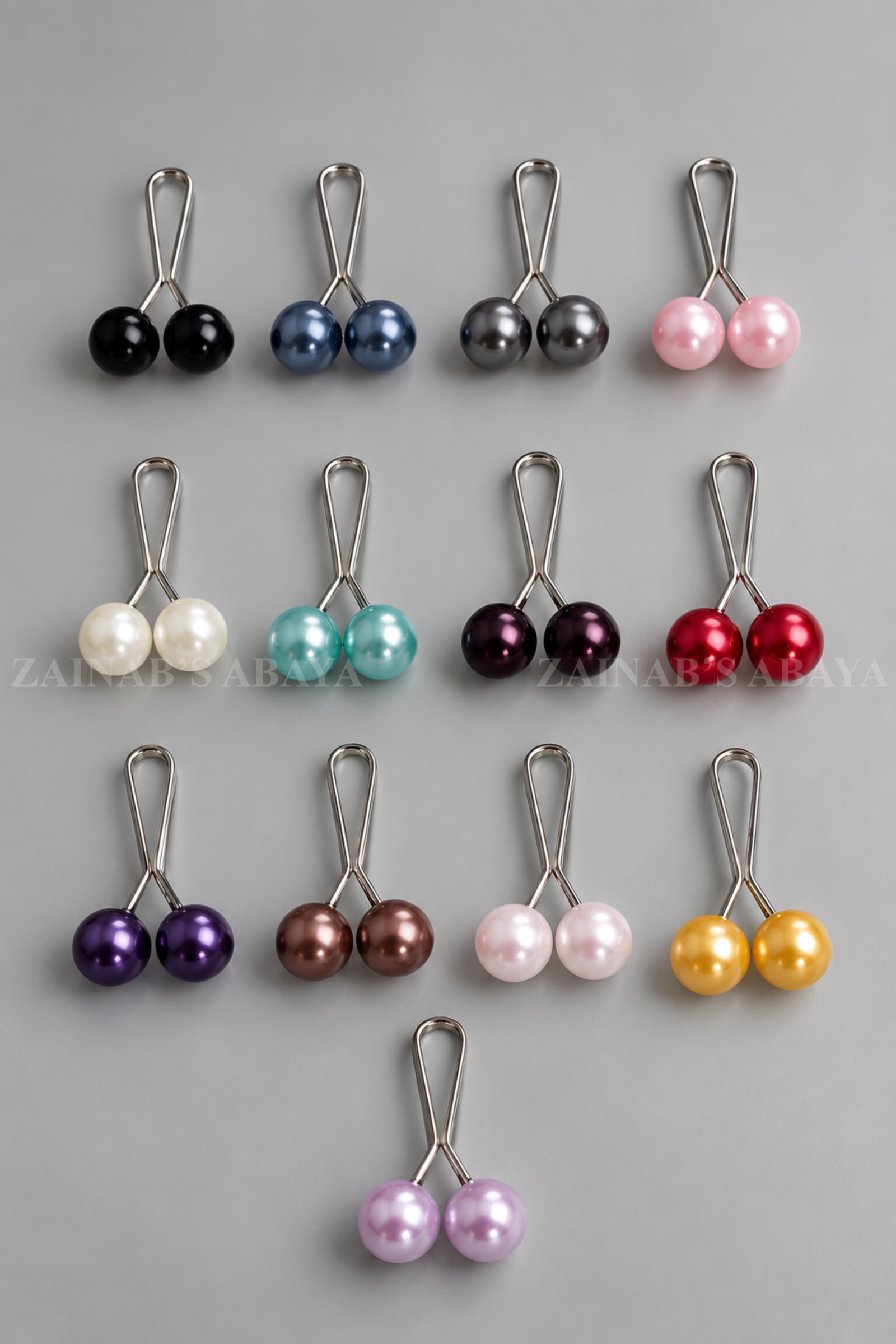 6 Pearl Loop Hijab Pins Acc 299 - Image 1
