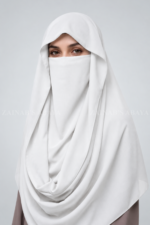 White Colored Misri Hijab for Women in Premium Chinese Chiffon Fabric.